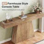 Mesa consola de granja de 63 pulgadas con base trapezoidal para entrada, pasillo, sala de estar