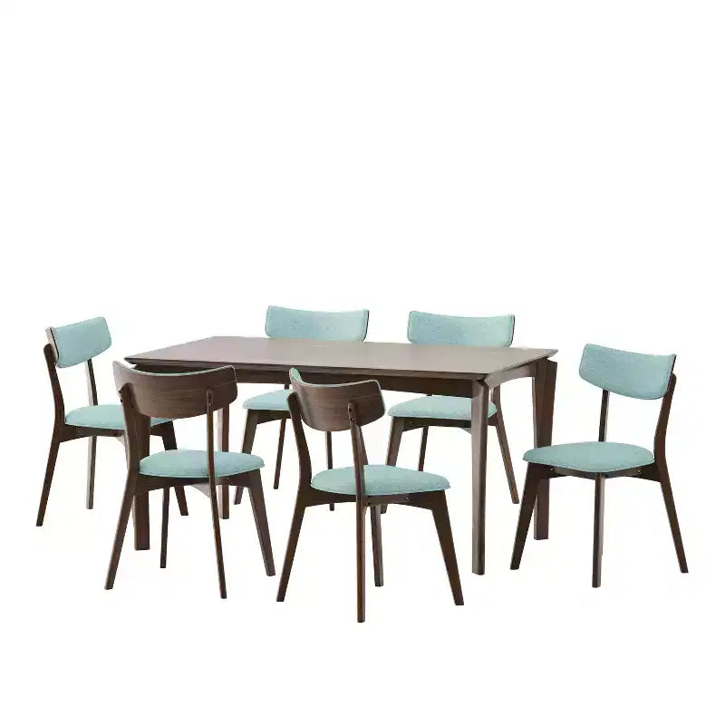 Christopher Knight Home Carmody Juego de Comedor de 7 Piezas de Madera y Tela