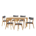 Christopher Knight Home Carmody Juego de Comedor de 7 Piezas de Madera y Tela