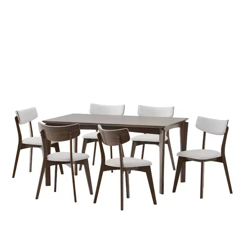 Christopher Knight Home Carmody Juego de Comedor de 7 Piezas de Madera y Tela