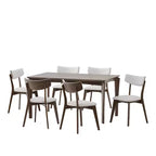 Christopher Knight Home Carmody Juego de Comedor de 7 Piezas de Madera y Tela
