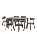 Christopher Knight Home Carmody Juego de Comedor de 7 Piezas de Madera y Tela