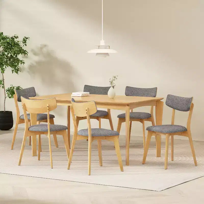 Christopher Knight Home Carmody Juego de Comedor de 7 Piezas de Madera y Tela
