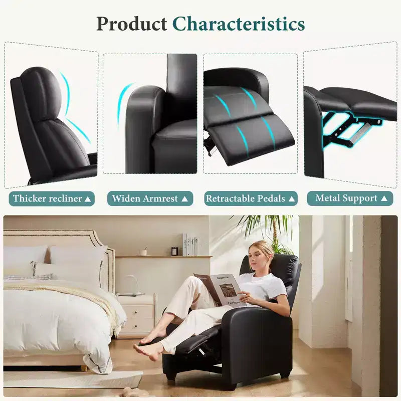 Sillón Reclinable Manual con Masaje y Calefacción para Sala de Estar