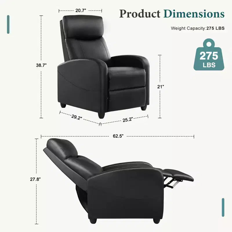 Sillón Reclinable Manual con Masaje y Calefacción para Sala de Estar