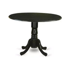 Juego de mesa de comedor redonda HomeStock con hojas abatibles y sillas de madera negras