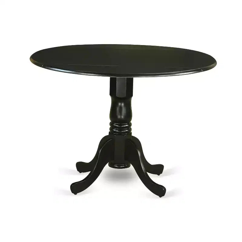 Juego de mesa de comedor redonda HomeStock con hojas abatibles y sillas de madera negras