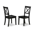 Juego de mesa de comedor redonda HomeStock con hojas abatibles y sillas de madera negras