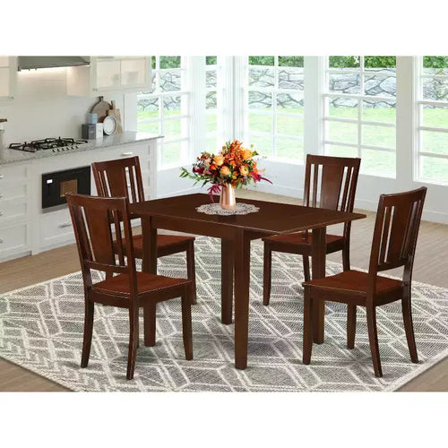 HomeStock 5 Piece Dining Set Rectangle Table Chairs Wood