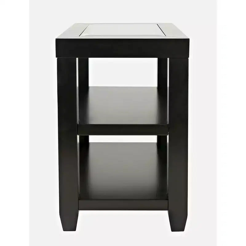 Jofran,Urban Icon Contemporary Glass Inlay Chair Side End Table with Storage