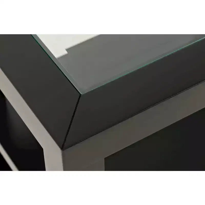 Jofran, Urban Icon Mesa auxiliar contemporánea con incrustaciones de vidrio y almacenamiento