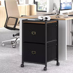 Archivador, Archivador Móvil para Cartas o A4, Archivador de Tela con Ruedas, Pequeño Armario de Almacenamiento Debajo del Escritorio, Negro