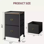 Archivador, Archivador Móvil para Cartas o A4, Archivador de Tela con Ruedas, Pequeño Armario de Almacenamiento Debajo del Escritorio, Negro