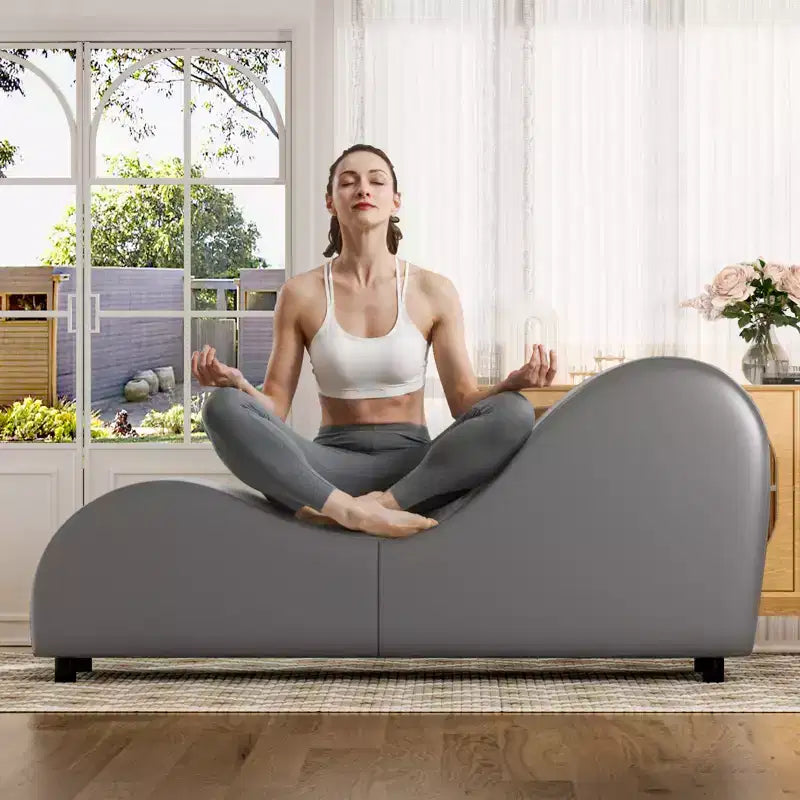 Sillón Mjkone de yoga de terciopelo, sillas de yoga curvas modernas para adultos para estiramientos, relajación, ejercicio