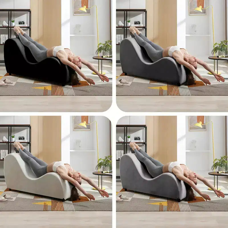 Sillón Mjkone de yoga de terciopelo, sillas de yoga curvas modernas para adultos para estiramientos, relajación, ejercicio