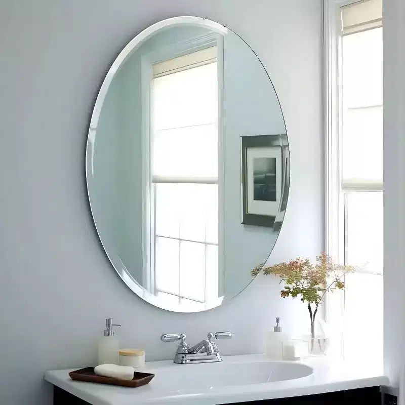 Espejo de pared ovalado sin marco para baño/tocador