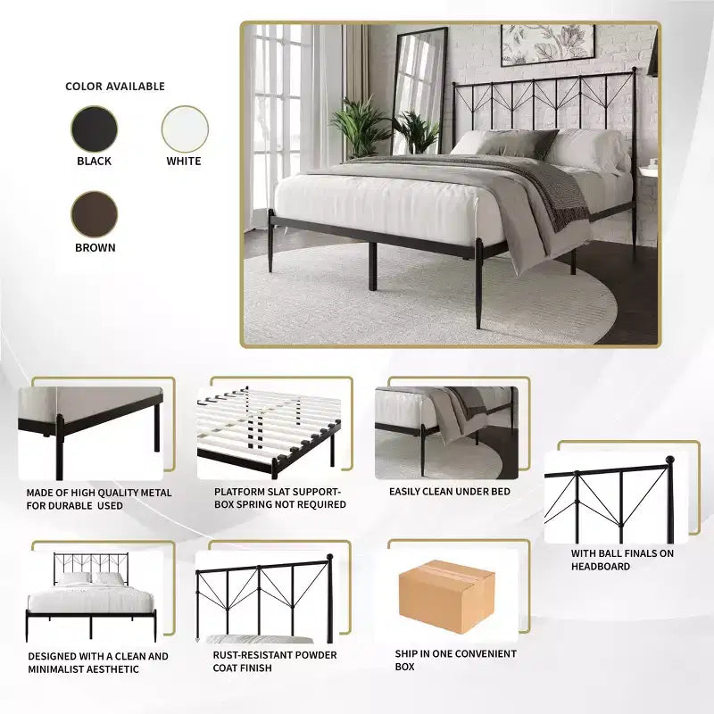 Cama de plataforma metálica