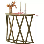 Mesa Consola de Madera Media Luna Viena para Recibidor, Mesa de Sofá Auxiliar con Diseño en X para Salón, Pasillo, Vestíbulo, Entrada