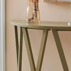 Mesa Consola de Madera Media Luna Viena para Recibidor, Mesa de Sofá Auxiliar con Diseño en X para Salón, Pasillo, Vestíbulo, Entrada