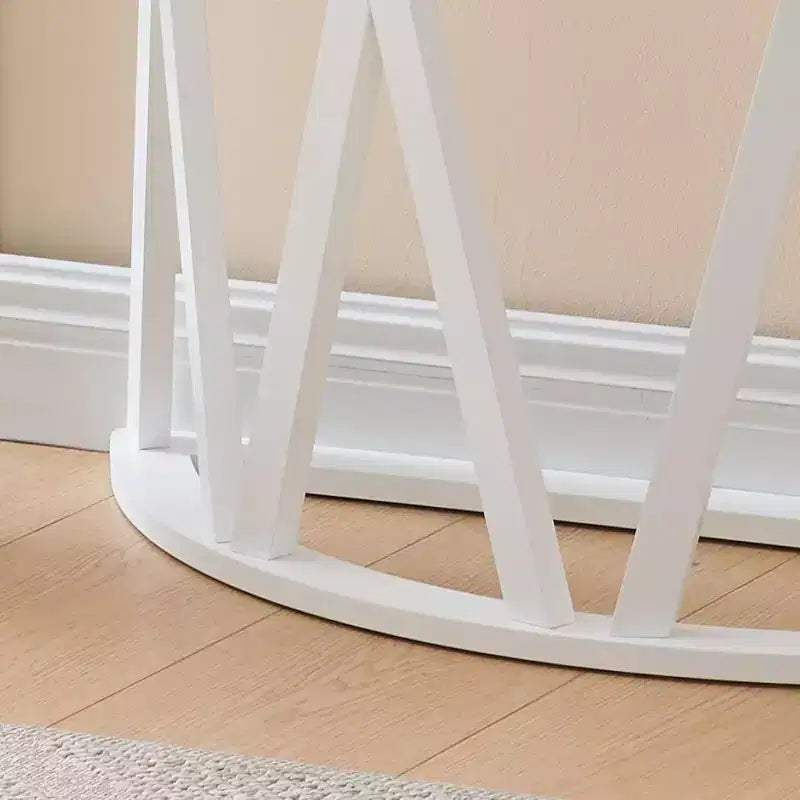 Mesa Consola de Madera Media Luna Viena para Recibidor, Mesa de Sofá Auxiliar con Diseño en X para Salón, Pasillo, Vestíbulo, Entrada