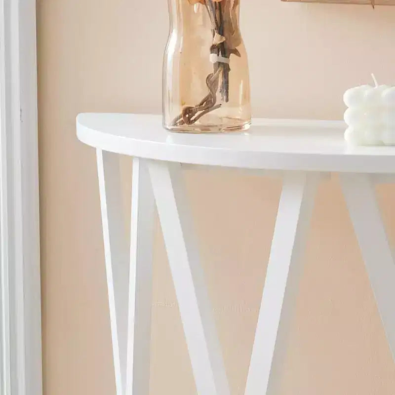 Mesa Consola de Madera Media Luna Viena para Recibidor, Mesa de Sofá Auxiliar con Diseño en X para Salón, Pasillo, Vestíbulo, Entrada