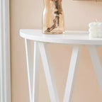 Mesa Consola de Madera Media Luna Viena para Recibidor, Mesa de Sofá Auxiliar con Diseño en X para Salón, Pasillo, Vestíbulo, Entrada