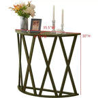 Mesa Consola de Madera Media Luna Viena para Recibidor, Mesa de Sofá Auxiliar con Diseño en X para Salón, Pasillo, Vestíbulo, Entrada