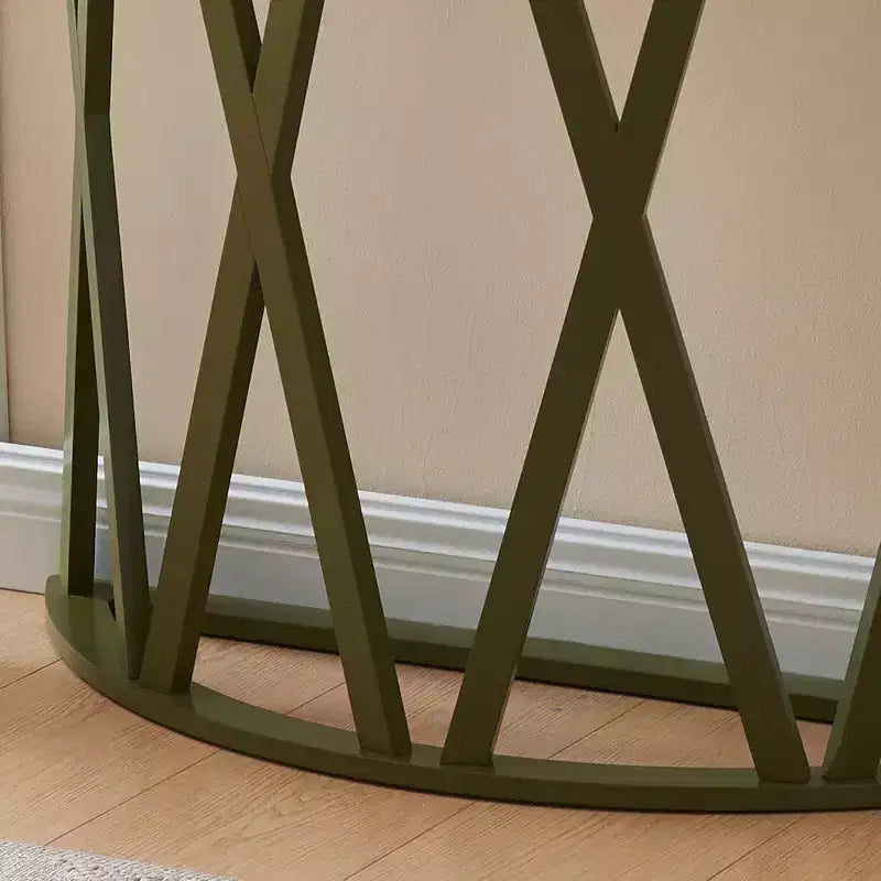 Mesa Consola de Madera Media Luna Viena para Recibidor, Mesa de Sofá Auxiliar con Diseño en X para Salón, Pasillo, Vestíbulo, Entrada