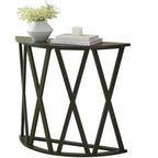 Mesa Consola de Madera Media Luna Viena para Recibidor, Mesa de Sofá Auxiliar con Diseño en X para Salón, Pasillo, Vestíbulo, Entrada
