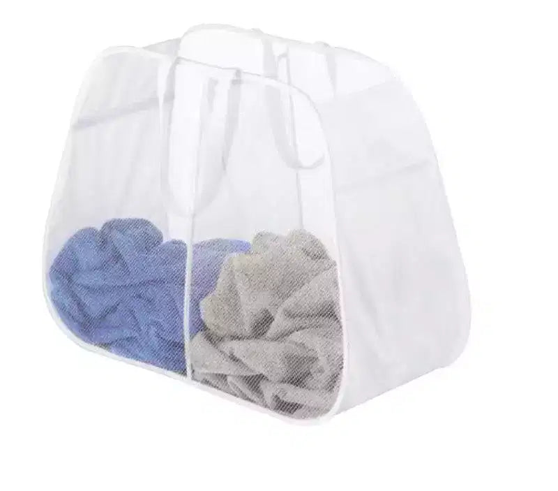 Whitmor Pop N' Fold Hamper, Duramesh Nylon, White