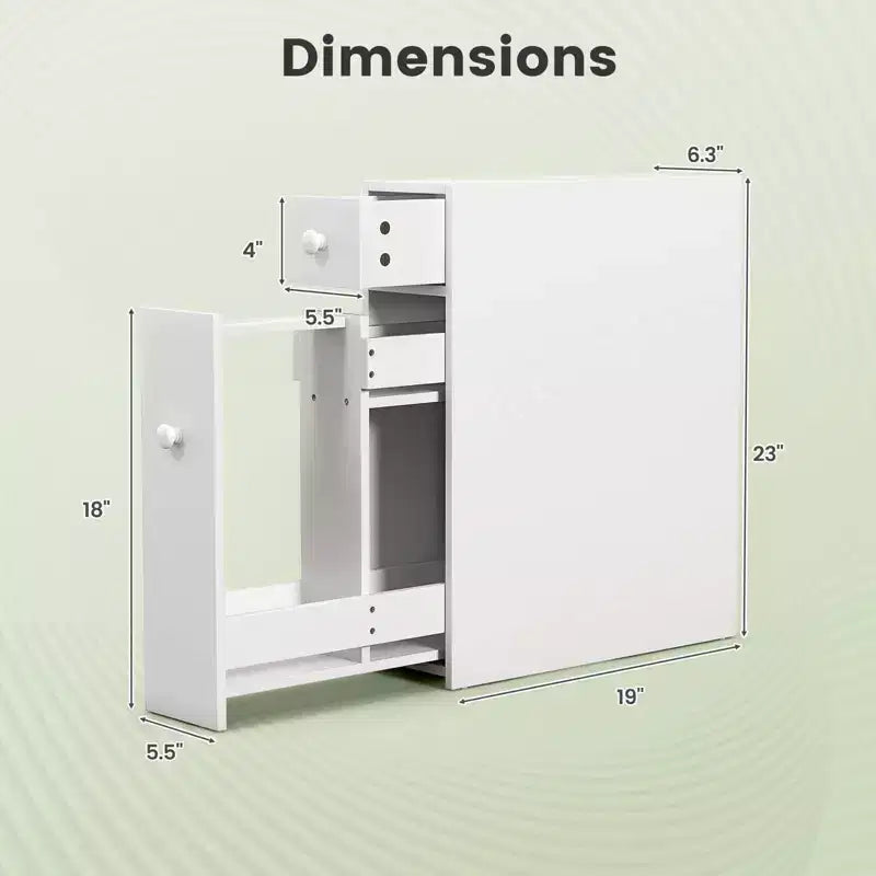 Costway Armario de baño estrecho con tapa abatible, organizador de almacenamiento para inodoro, blanco/negro