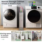 Costway Armario de baño estrecho con tapa abatible, organizador de almacenamiento para inodoro, blanco/negro