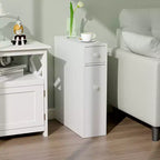 Costway Armario de baño estrecho con tapa abatible, organizador de almacenamiento para inodoro, blanco/negro