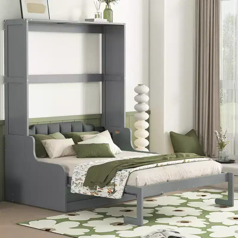 Cama de pared Murphy Whisen tamaño Queen, plegable en un armario con cojín, fácil de usar