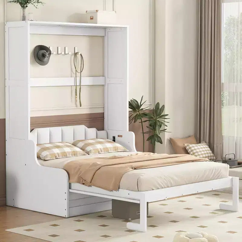 Cama de pared Murphy Whisen tamaño Queen, plegable en un armario con cojín, fácil de usar