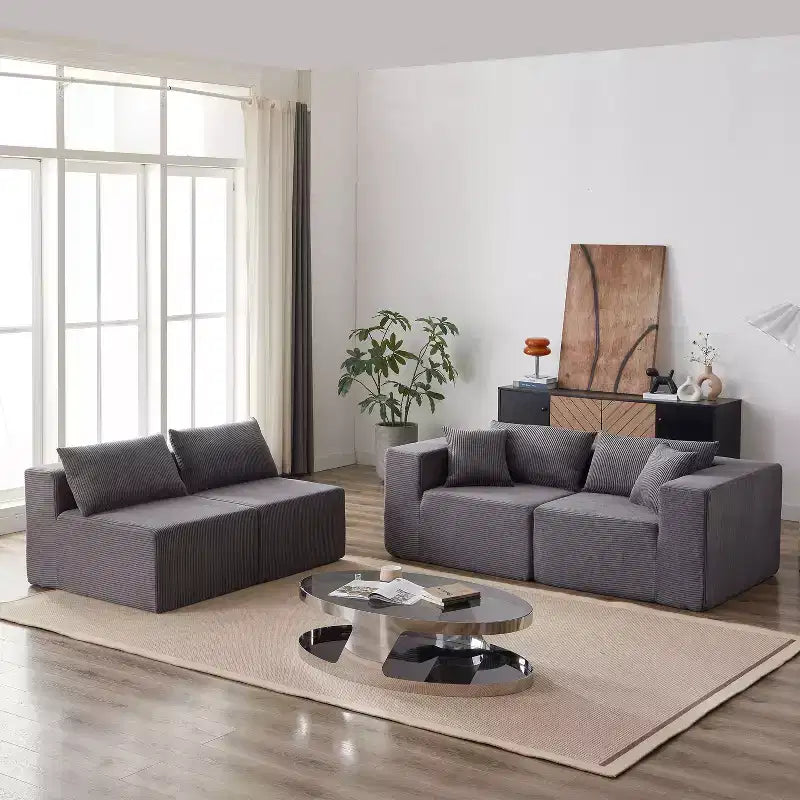 Sofá modular seccional en forma de L de pana de 104 pulgadas, sofá de lujo, muebles tapizados para interiores