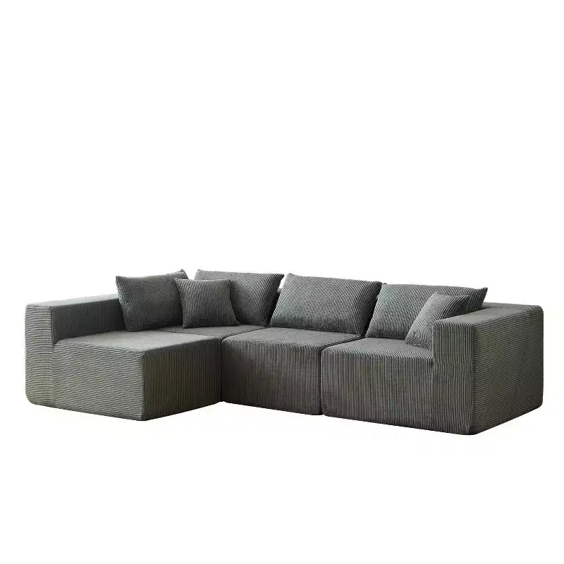 Sofá modular seccional en forma de L de pana de 104 pulgadas, sofá de lujo, muebles tapizados para interiores