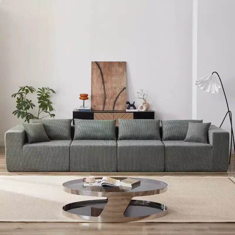 Sofá modular seccional en forma de L de pana de 104 pulgadas, sofá de lujo, muebles tapizados para interiores