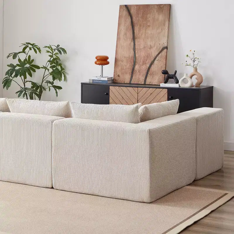 Sofá modular seccional en forma de L de pana de 104 pulgadas, sofá de lujo, muebles tapizados para interiores