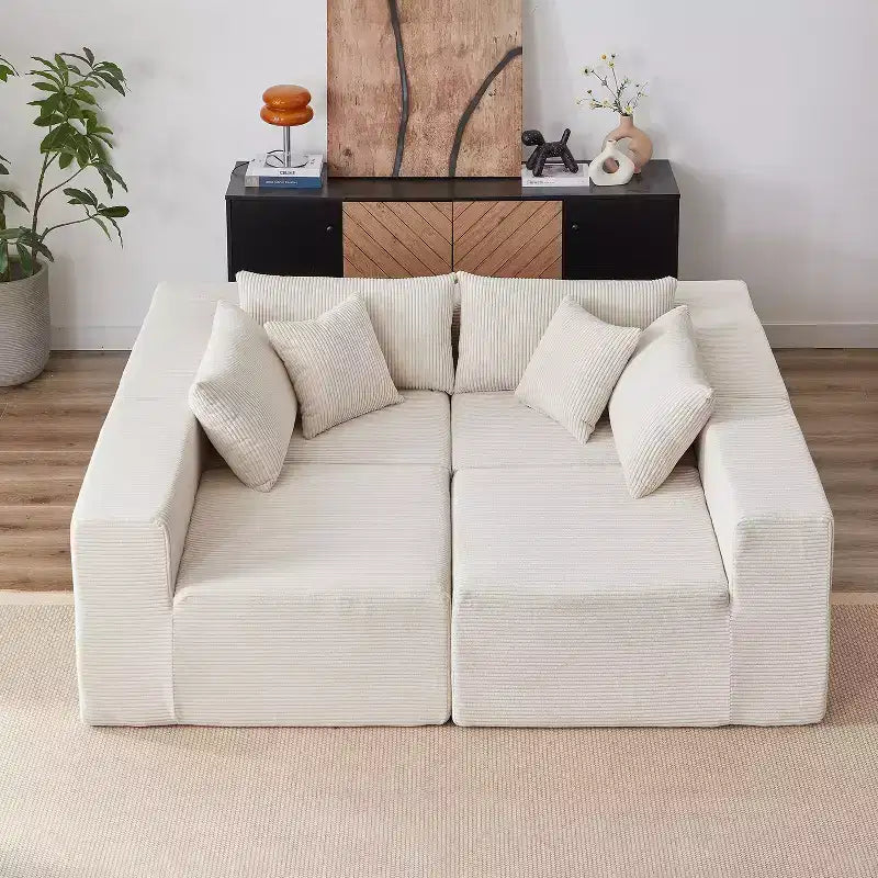 Sofá modular seccional en forma de L de pana de 104 pulgadas, sofá de lujo, muebles tapizados para interiores