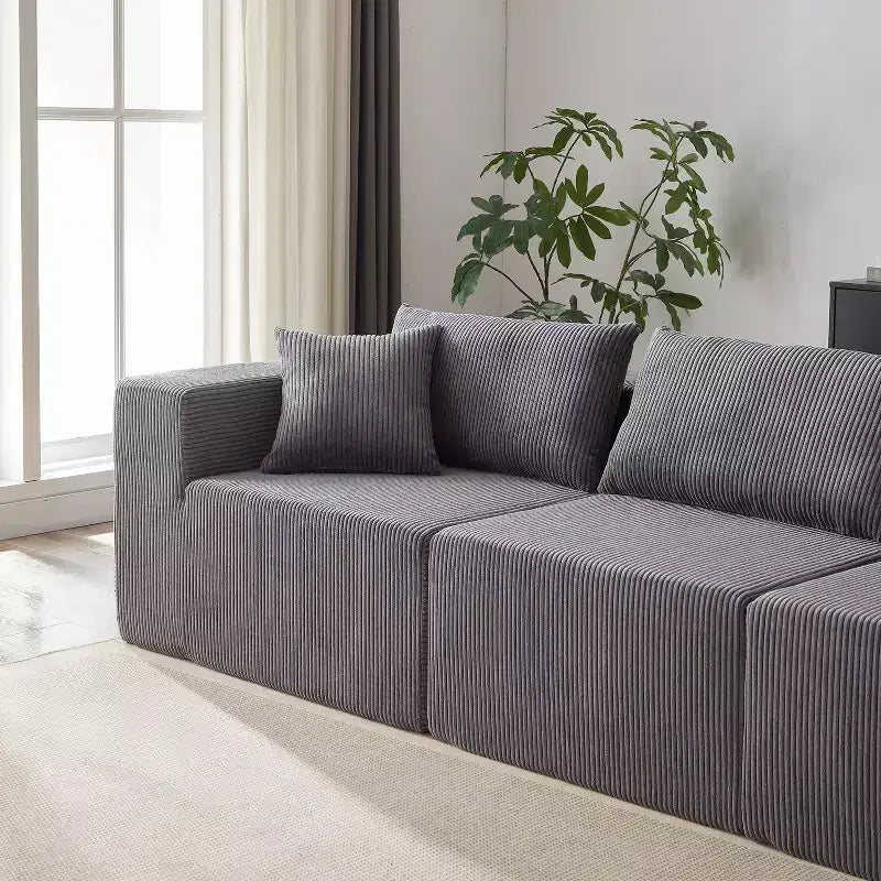Sofá modular seccional en forma de L de pana de 104 pulgadas, sofá de lujo, muebles tapizados para interiores