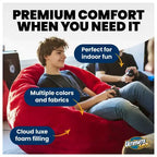 Sillón puf de 6 pies Ultimate Sack y reposapiés, diván de gran tamaño, piel sintética color marfil