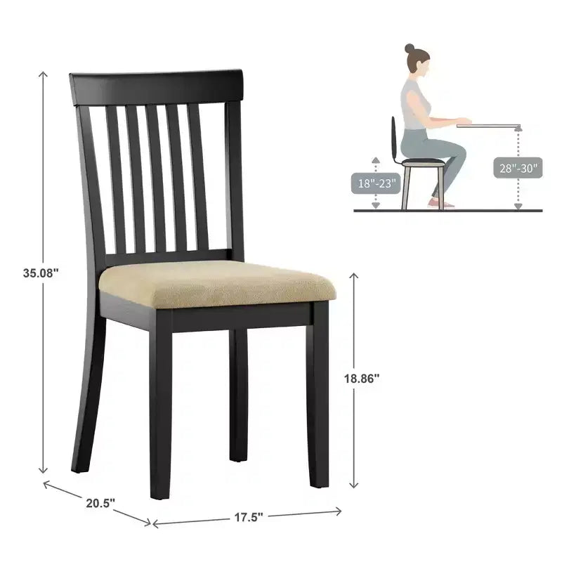 Sillas de comedor Kensington Mission Back de madera negra y microfibra beige (juego de 2) - Negro/Beige - iNSPIREQ