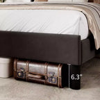 Marco de Cama Garvee de Terciopelo Tamaño Queen, Cabecero con Ala y Tapizado Acolchado, Somier de Láminas de Madera, No Requiere Box Spring, Fácil Montaje, Negro