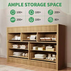 Cómoda de madera de 7 cajones de 54 pulgadas de ancho, cómoda estriada y organizador de almacenamiento para dormitorio, sala de estar, pasillo y entrada