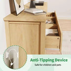Cómoda de madera de 7 cajones de 54 pulgadas de ancho, cómoda estriada y organizador de almacenamiento para dormitorio, sala de estar, pasillo y entrada
