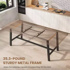 Mesa de comedor extensible de 63-83 pulgadas, mesa rectangular industrial para 6-8 personas, mesa de cocina rústica marrón extensible con estructura metálica resistente