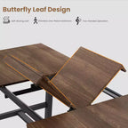 Mesa de comedor extensible de 63-83 pulgadas, mesa rectangular industrial para 6-8 personas, mesa de cocina rústica marrón extensible con estructura metálica resistente