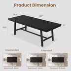 Mesa de comedor extensible de 63-83 pulgadas, mesa rectangular industrial para 6-8 personas, mesa de cocina rústica marrón extensible con estructura metálica resistente