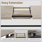Mesa de comedor extensible de 63-83 pulgadas, mesa rectangular industrial para 6-8 personas, mesa de cocina rústica marrón extensible con estructura metálica resistente